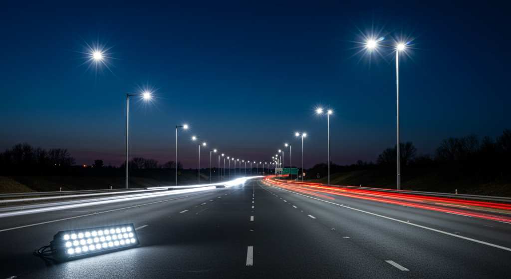 High brightness LED street lights for highways